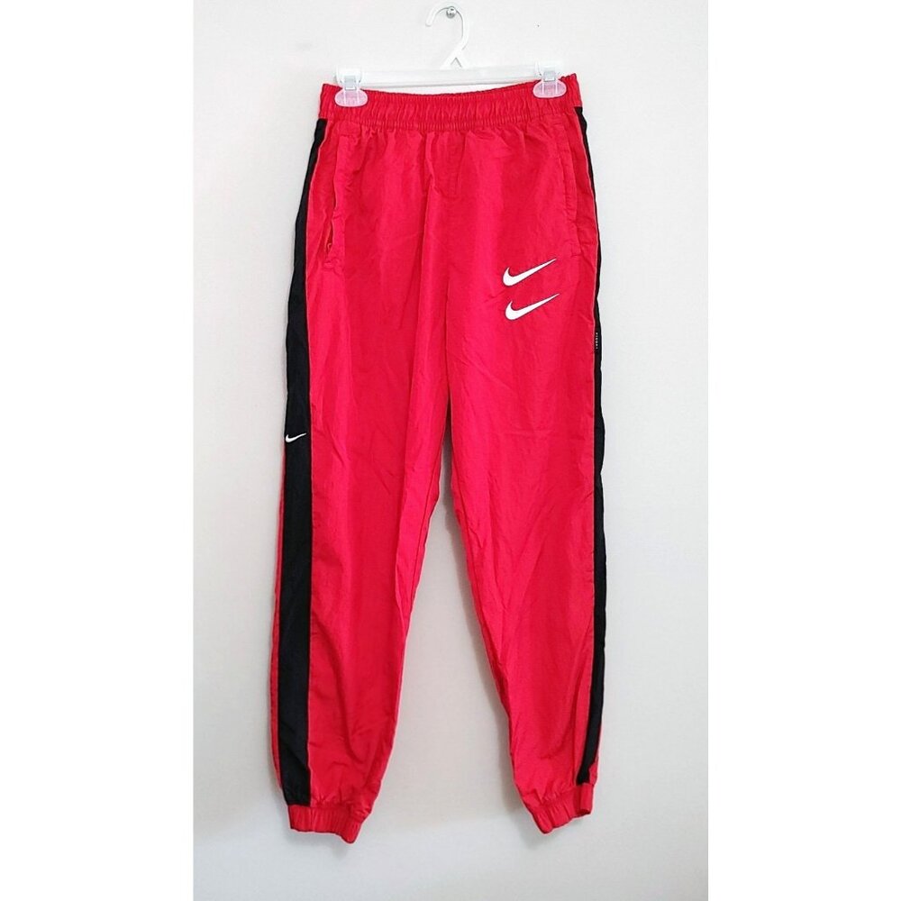 Nike Double Swoosh Woven Beaverton Oregon Windbreaker Pants Size Small Red/Black